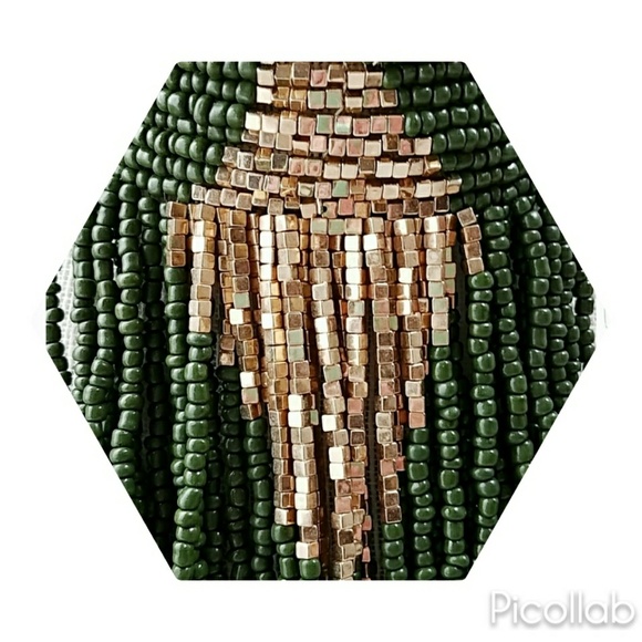 Beaded Bohemian Collar Necklace/Earring set - Picture 4 of 8